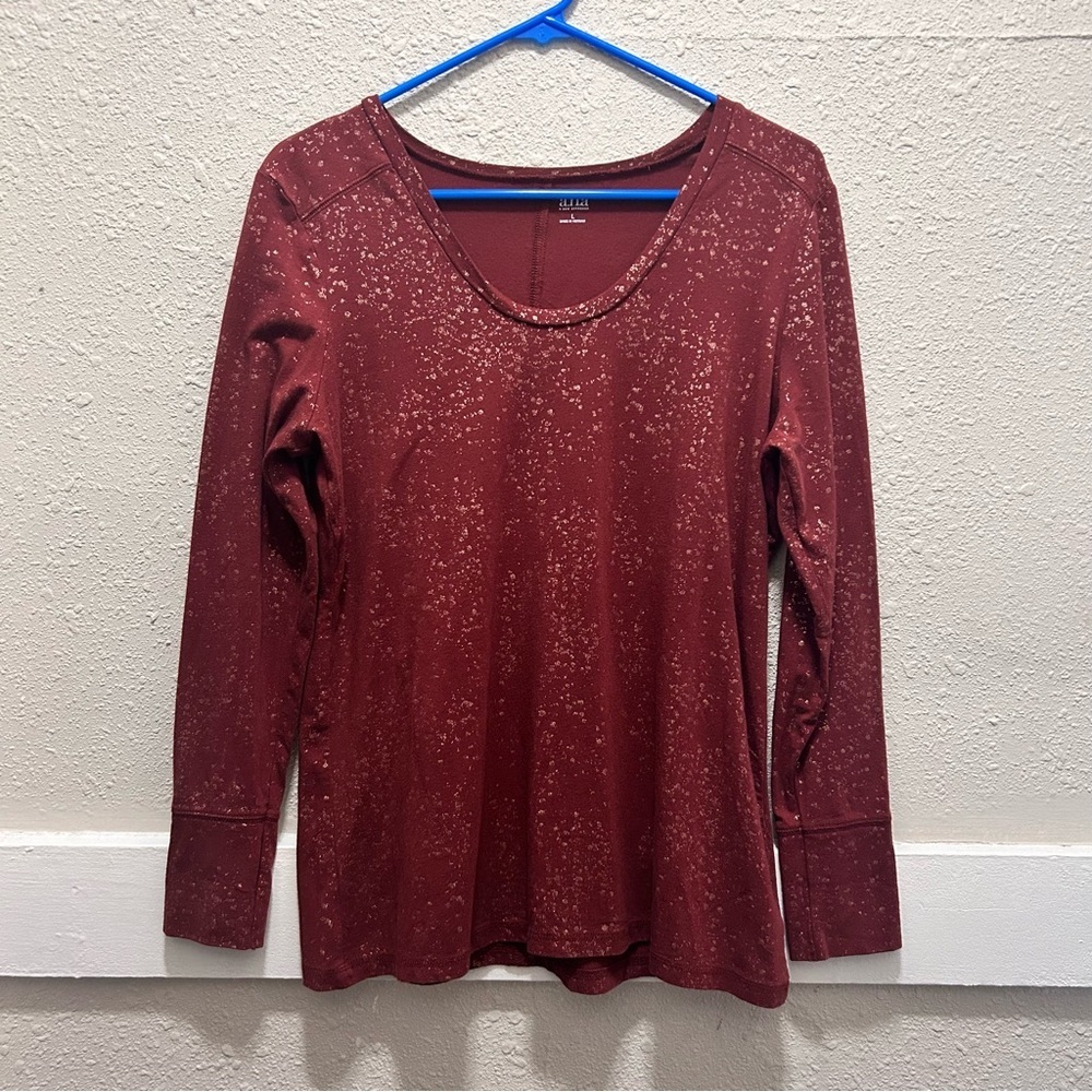 A.N.A. A New Approach Madison Rust Shirt Size Large Gold Specs Long Sleeve